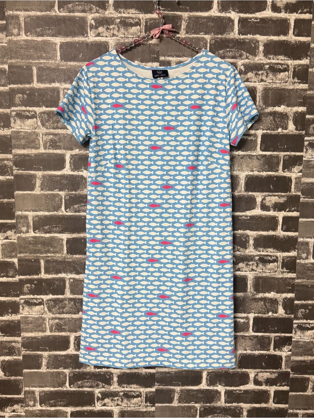 Sailor Sailor Marina dress Blue white pink fish tee shirt